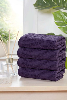 B&Q -  Safari Pure Cotton Face Cloth Towels Set Of 4 (Purple)