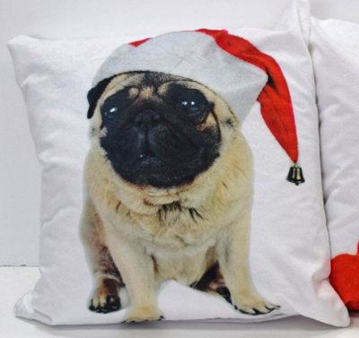 Rapport Home Pug Christmas Cushion Cover 43X43 Multi from B&Q