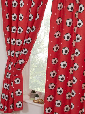 Football Red Lined 54'' Curtains from B&Q