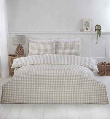 Rapport Gingham Natural Duvet Cover Set King Bedding Set from B&Q