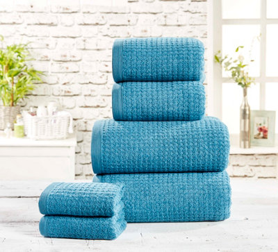 Rapport Home Waffle Towel Pure Cotton Face Lagoon from B&Q