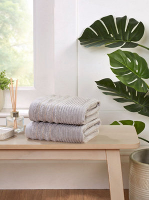 B&Q -  Linear Bath Towel Pure Cotton Dove Grey