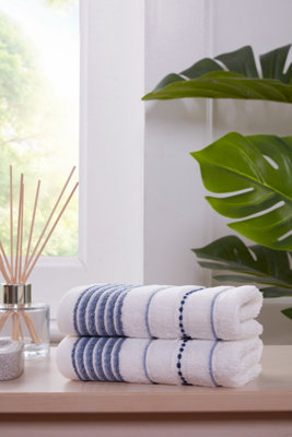 Rapport Home Dakota Stripe Pure Cotton Face Towel Blue from B&Q