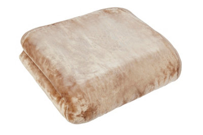 Rapport Home Dyed Mink Faux Fur Polyester Soft Cosy Plain Throw (200X240) Latte from B&Q