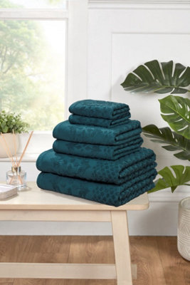 Rapport Home Versailles Jacquard 6 Piece Towel Bale Set Pure Cotton Lagoon from B&Q