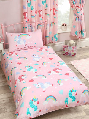 World Of Wallpaper I Believe In Unicorns Single Duvet Cover And Pillowcase Set from B&Q