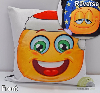 Rapport Christmas Emojis Festive Reversible Cushion Cover from B&Q