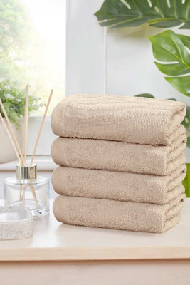 B&Q -  Safari Pure Cotton Face Cloth Towels Set Of 4 (Brown)
