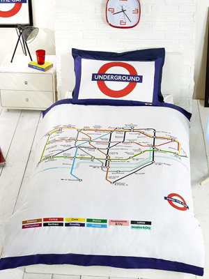 London Underground Tube Map Single Duvet Cover And Pillowcase Set