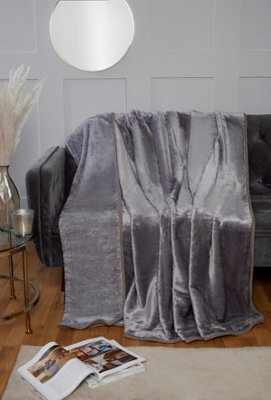 Rapport Home Dyed Mink Faux Fur Polyester Soft Cosy Plain Throw (150X200) Silver from B&Q