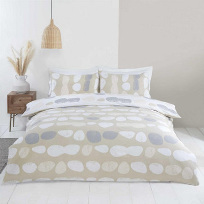 Rapport Truro Pebbles Duvet Cover Set Reversible Bedding 100% Easy Care Microfibre Polyester from B&Q