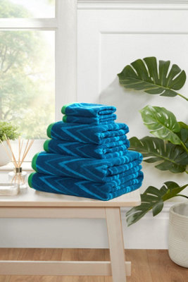 Rapport Home Helix Hand Towel Pure Cotton Ocean Blue from B&Q