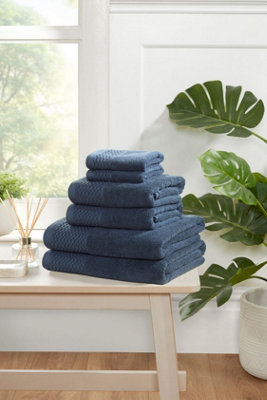 B&Q -  Eden Weave Hand Towel Pure Cotton Pacific Blue