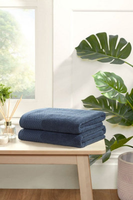 B&Q -  Eden Weave Bath Sheet Pure Cotton Pacific Blue