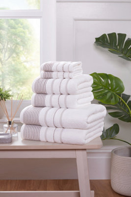 Rapport Home Dakota Stripe 6 Piece Towel Bale Set Pure Cotton Natural from B&Q
