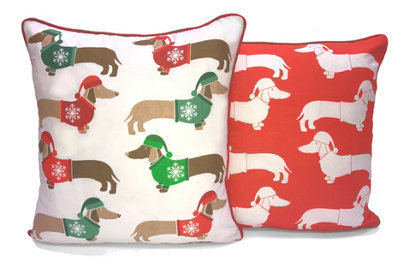 Rapport Home Multi Xmas Sausage Dog Cushion Cover 43X43 Multi from B&Q