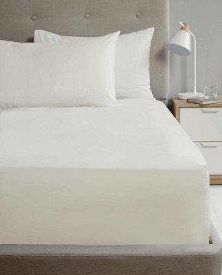 Homespace Direct Ltd Cream Flat Sheet 180Tc Percale Single Sheet Suitable For Deep Mattresses