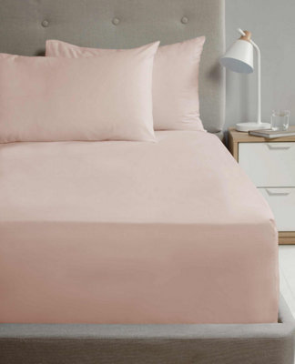 Homespace Direct Ltd Flat Sheet 180Tc Percale Blush King Size Sheet Suitable For Deep Mattresses from B&Q