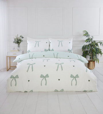 Rapport Home Bows Microfibre Duvet Cover Set With Pillowcase