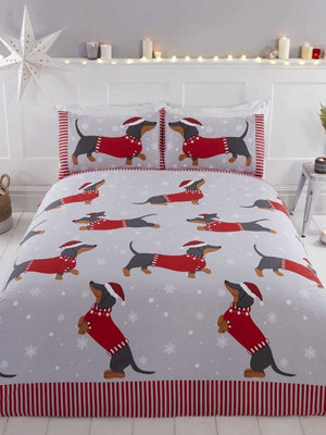  - Dachshund Through The Snow Single Christmas Duvet Cover Set