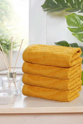 B&Q -  Safari Pure Cotton Face Cloth Towels Set Of 4 (Yellow)