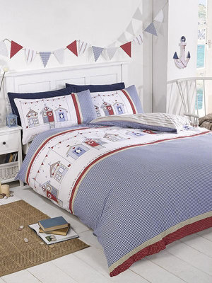 Beach Hut Single Duvet Cover And Pillowcase Set from B&Q