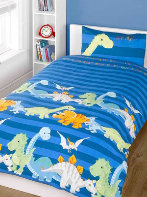 Dinosaurs Single Duvet Cover And Pillowcase SetBlue from B&Q