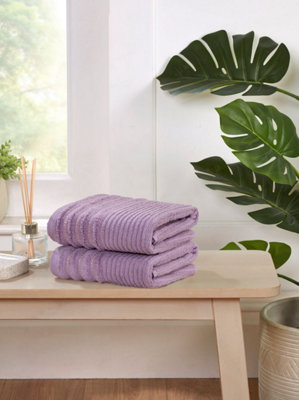 B&Q -  Linear Bath Towel Pure Cotton Lavendar Pink