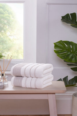 Rapport Home Dakota Stripe Hand Towel Pure Cotton Natural from B&Q
