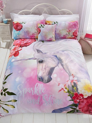 Sparkle Unicorn Double Duvet Cover And Pillowcase Set from B&Q