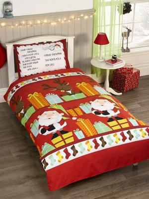 Santa's List Single Christmas Duvet Cover And Pillowcase Set from B&Q