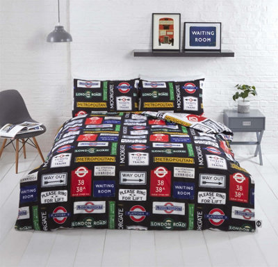 Tfl London Signs Duvet Cover Set Reversible Bedding from B&Q