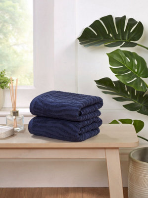 B&Q -  Safari Bath Sheet Pure Cotton Midnight Blue