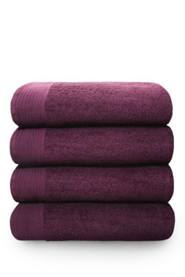 Rapport Home Chatsworth Pure Cotton Super Sheet Towel Damson from B&Q