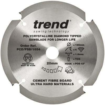 Trend Pcd/fsb/1654 Pcd Laminate Saw Blade 165mm 20mm Bore Dws520 Sp6000 Gkt55Gc from B&Q