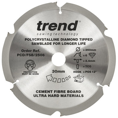 Trend Pcd/fsb/2506 Pcd Laminate Saw Blade 250mm 30mm Bore Dwe7492 Dws778 Dcs727 from B&Q