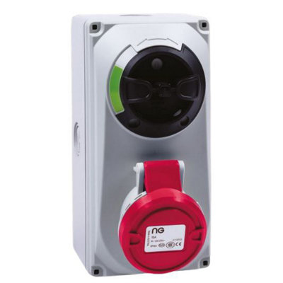 Niglon 16121 32A 3P+N+E 415V Interlocked Switched Socket Ip44 from B&Q