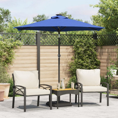 B&Q -  Garden Parasol With Leds And Steel Pole Azure Blue 225X225X212Cm