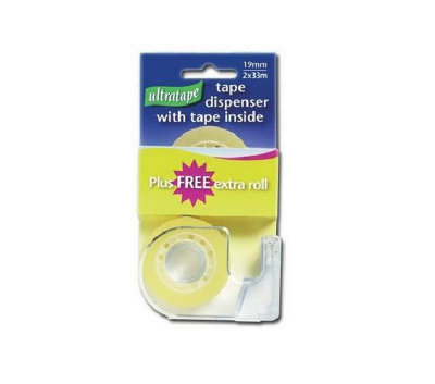 Ultratape 19mm X 33M Clear Tape (2Rls) & Dispenser from B&Q