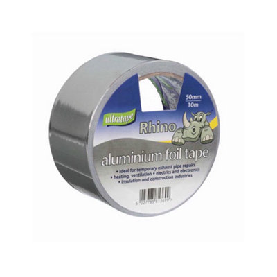 Ultratape Rhino Aluminium Silver Grey Foil Tape-50mm X 10M from B&Q