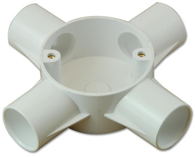 CED 25mm Intersection 4 Way Conduit Box White Pvc from B&Q