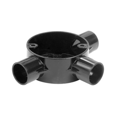 CED 20mm Tee 3 Way Conduit Box Black Pvc from B&Q