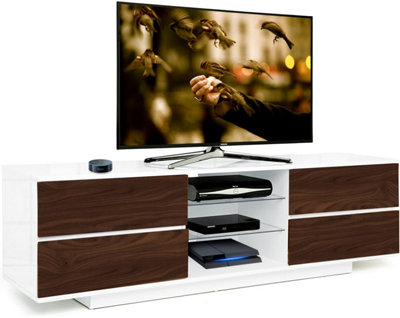 Centurion Supports Avitus Gloss With 4-Walnut Drawers And 2 Shelves Up To 65" Led, Lcd, Plasma Tv Cabinet White