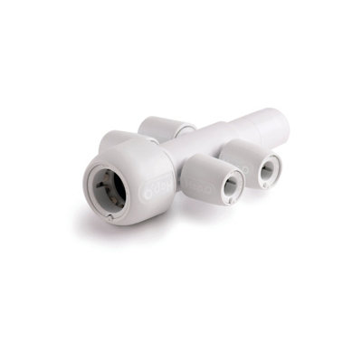 Hep2O 4 Port Manifold 22X10mm Socket & Closed Spigot White Hx94/22W from B&Q