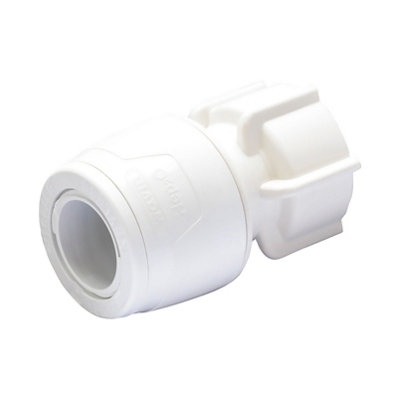 Hep2O Keyless Hand Tighten Tap Connector 15mmx1/2" White Plastic Plumbing Fitting Kl26A-15 from B&Q