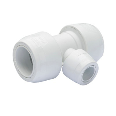 Hep2O G5 Branch Reduced Tee 90 28X28X15mm White Plastic Plumbing Fitting Kl13A-28 from B&Q