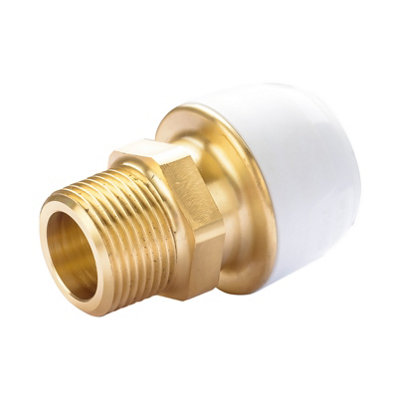 Hep2O G5 Brass Adaptor 22mmx3/4" Pushfit/ Male White Plastic Plumbing Fitting Klb29-22 from B&Q