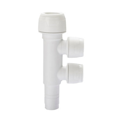 Hep2O Keyless 2-Port Manifold 22X15mm Pushfit/spigot Sameside White Plastic Plumbing Fitting Kl88-22 from B&Q