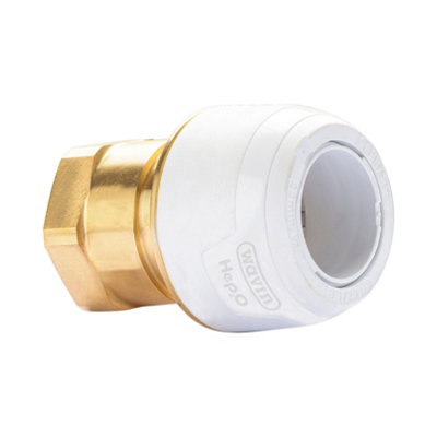 Hep2O G5 Brass Adaptor 22mmx3/4" Pushfit/ Female White Plastic Plumbing Fitting Klb28-22 from B&Q