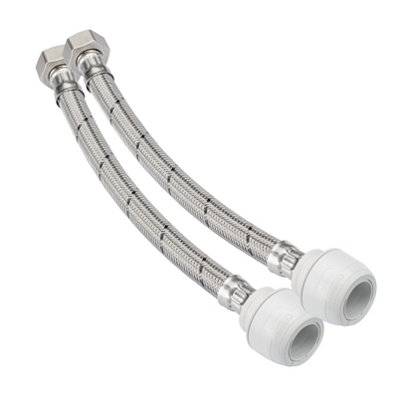 Hep2O Keyless Flexi Tap Connector 22mmx3/4" 300mm White Plastic Plumbing Fitting Kl125B-22 from B&Q